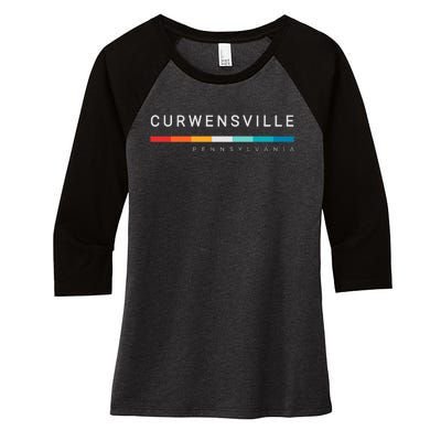 Curwensville Pa Pennsylvania Women's Tri-Blend 3/4-Sleeve Raglan Shirt