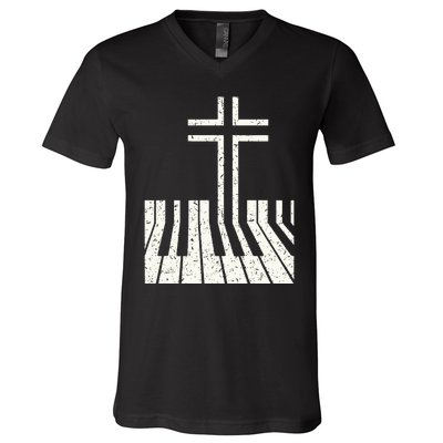 Christian Piano Player Piano Teacher Keyboard V-Neck T-Shirt