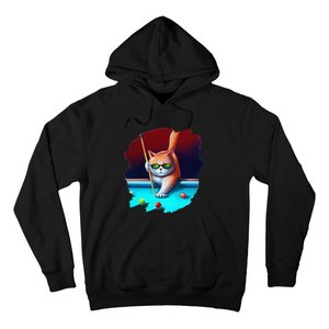 Cat Playing Pool Billiards In Lounge Cool Funny Cats Hoodie