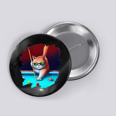 Cat Playing Pool Billiards In Lounge Cool Funny Cats Button