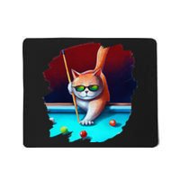 Cat Playing Pool Billiards In Lounge Cool Funny Cats Mousepad