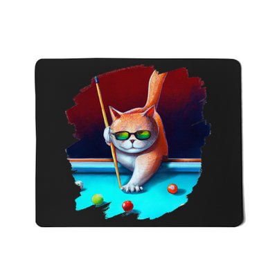 Cat Playing Pool Billiards In Lounge Cool Funny Cats Mousepad