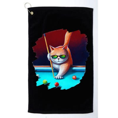 Cat Playing Pool Billiards In Lounge Cool Funny Cats Platinum Collection Golf Towel