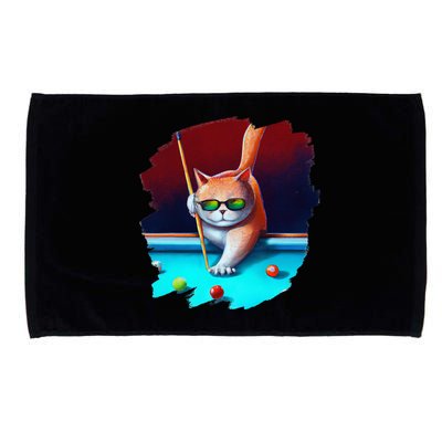 Cat Playing Pool Billiards In Lounge Cool Funny Cats Microfiber Hand Towel