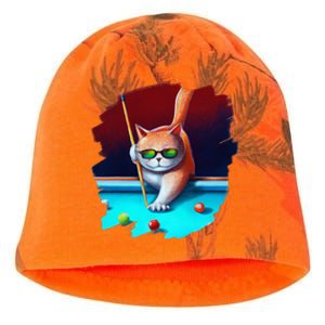 Cat Playing Pool Billiards In Lounge Cool Funny Cats Kati - Camo Knit Beanie