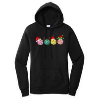 Christmas Pickleball Player Xmas Lights Reindeer Elf Women's Pullover Hoodie