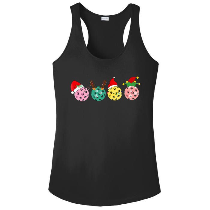 Christmas Pickleball Player Xmas Lights Reindeer Elf Ladies PosiCharge Competitor Racerback Tank