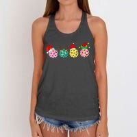 Christmas Pickleball Player Xmas Lights Reindeer Elf Women's Knotted Racerback Tank