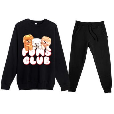 Cute Pomeranian Puppy Poms Club Baby Dog Premium Crewneck Sweatsuit Set