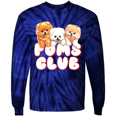 Cute Pomeranian Puppy Poms Club Baby Dog Tie-Dye Long Sleeve Shirt