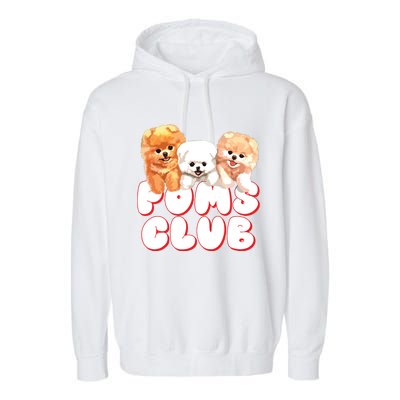 Cute Pomeranian Puppy Poms Club Baby Dog Garment-Dyed Fleece Hoodie