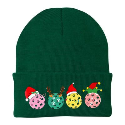 Christmas Pickleball Player Xmas Lights Reindeer Elf Women Knit Cap Winter Beanie