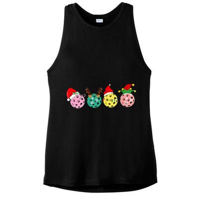 Christmas Pickleball Player Xmas Lights Reindeer Elf Women Ladies PosiCharge Tri-Blend Wicking Tank