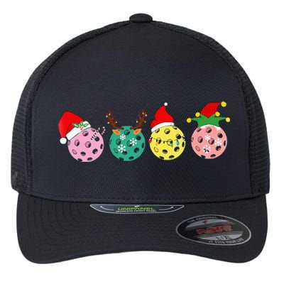 Christmas Pickleball Player Xmas Lights Reindeer Elf Women Flexfit Unipanel Trucker Cap