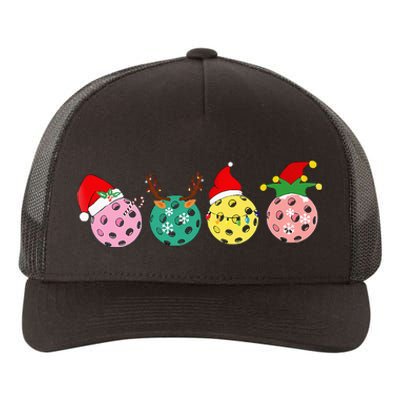 Christmas Pickleball Player Xmas Lights Reindeer Elf Women Yupoong Adult 5-Panel Trucker Hat