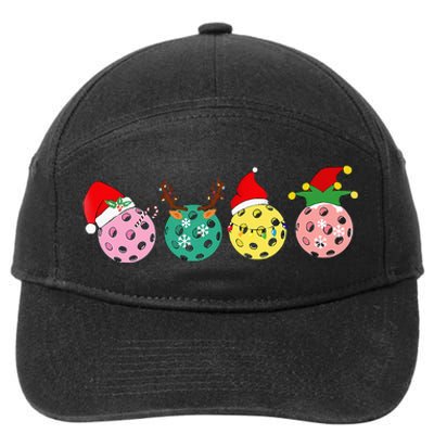 Christmas Pickleball Player Xmas Lights Reindeer Elf Women 7-Panel Snapback Hat