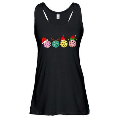 Christmas Pickleball Player Xmas Lights Reindeer Elf Women Ladies Essential Flowy Tank