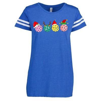 Christmas Pickleball Player Xmas Lights Reindeer Elf Women Enza Ladies Jersey Football T-Shirt