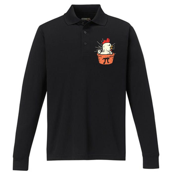 Chicken Pot Pi Day Pie Math Lover Geek Gift 3.14 Performance Long Sleeve Polo