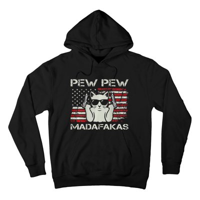 Cats Pew Pew Madafakas Usa Funny Cat Lover Hoodie