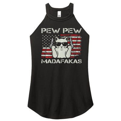 Cats Pew Pew Madafakas Usa Funny Cat Lover Women’s Perfect Tri Rocker Tank