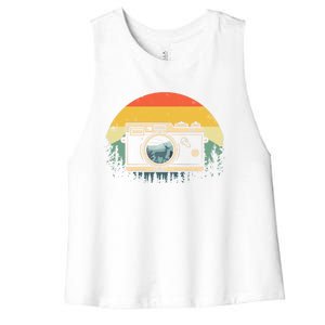 Cool Photography Photographer Camera Lover Gift Women's Racerback Cropped Tank