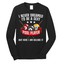 Cool Pool Player Design For Men Women Pool Billiards Player Long Sleeve Shirt