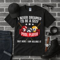 Cool Pool Player Design For Men Women Pool Billiards Player Tall T-Shirt