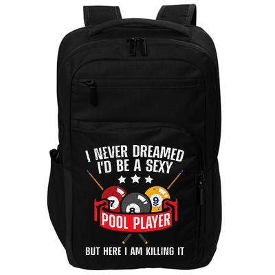 Cool Pool Player Design For Men Women Pool Billiards Player Impact Tech Backpack