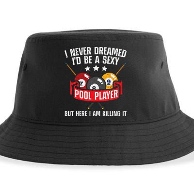 Cool Pool Player Design For Men Women Pool Billiards Player Sustainable Bucket Hat