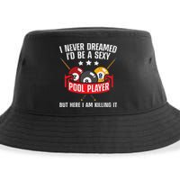 Cool Pool Player Design For Men Women Pool Billiards Player Sustainable Bucket Hat