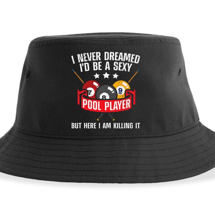 Cool Pool Player Design For Men Women Pool Billiards Player Sustainable Bucket Hat