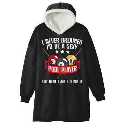 Cool Pool Player Design For Men Women Pool Billiards Player Hooded Wearable Blanket