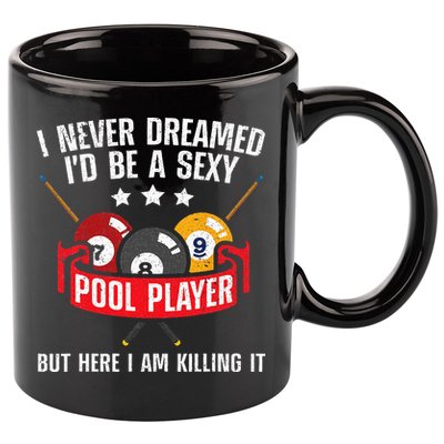 Cool Pool Player Design For Men Women Pool Billiards Player 11oz C Handle Ceramic Mug