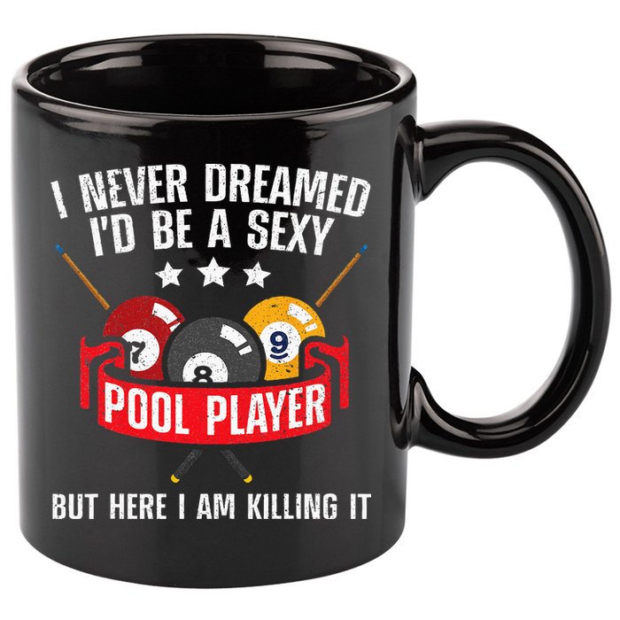 Cool Pool Player Design For Men Women Pool Billiards Player 11oz C Handle Ceramic Mug