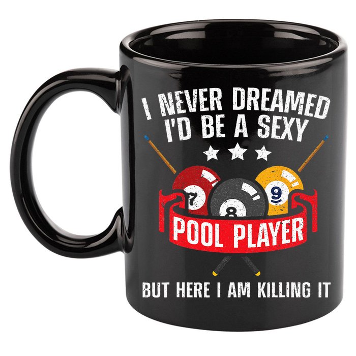 Cool Pool Player Design For Men Women Pool Billiards Player 11oz C Handle Ceramic Mug