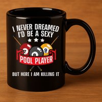 Cool Pool Player Design For Men Women Pool Billiards Player 11oz C Handle Ceramic Mug
