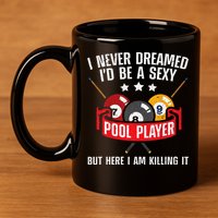 Cool Pool Player Design For Men Women Pool Billiards Player 11oz C Handle Ceramic Mug
