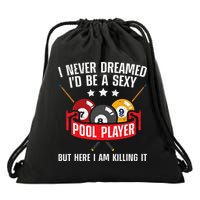 Cool Pool Player Design For Men Women Pool Billiards Player Drawstring Bag