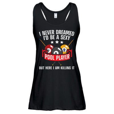 Cool Pool Player Design For Men Women Pool Billiards Player Ladies Essential Flowy Tank