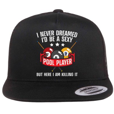 Cool Pool Player Design For Men Women Pool Billiards Player Flatbill Hat