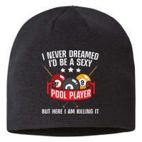 Cool Pool Player Design For Men Women Pool Billiards Player Sustainable Beanie