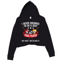 Cool Pool Player Design For Men Women Pool Billiards Player Crop Fleece Hoodie