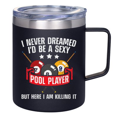 Cool Pool Player Design For Men Women Pool Billiards Player 12oz Stainless Steel Coffee Mug