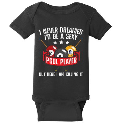 Cool Pool Player Design For Men Women Pool Billiards Player Baby Bodysuit