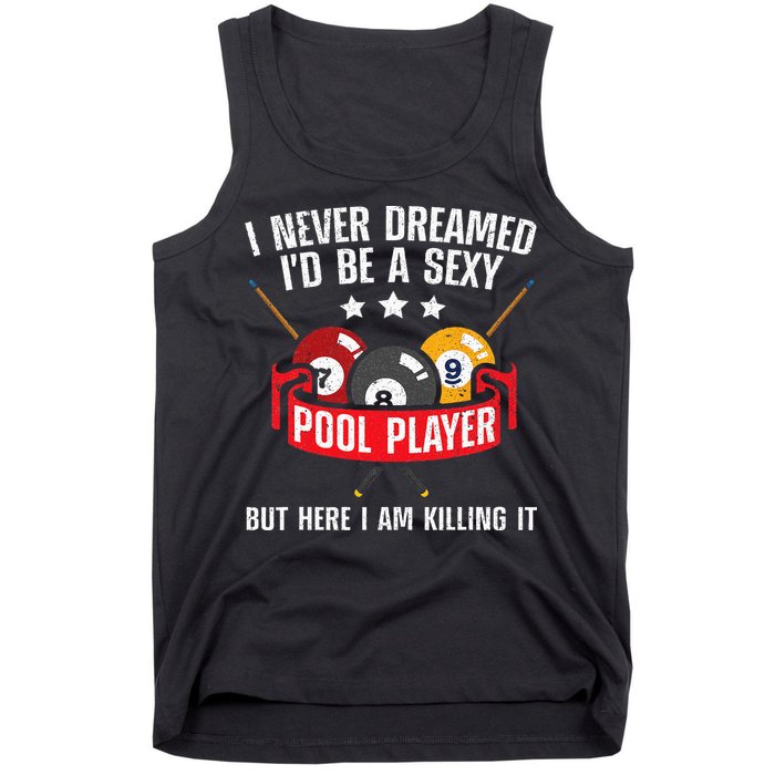 Cool Pool Player Design For Men Women Pool Billiards Player Tank Top