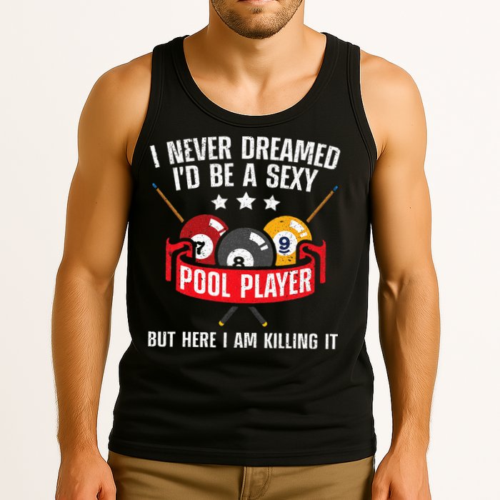 Cool Pool Player Design For Men Women Pool Billiards Player Tank Top