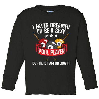 Cool Pool Player Design For Men Women Pool Billiards Player Toddler Long Sleeve Shirt