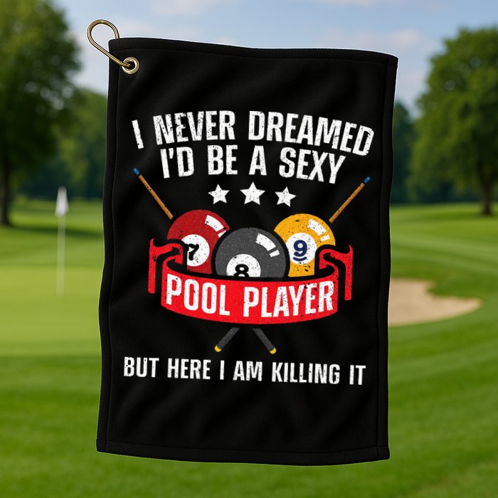 Cool Pool Player Design For Men Women Pool Billiards Player Golf Towel
