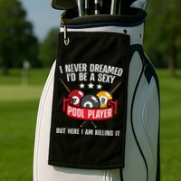 Cool Pool Player Design For Men Women Pool Billiards Player Golf Towel